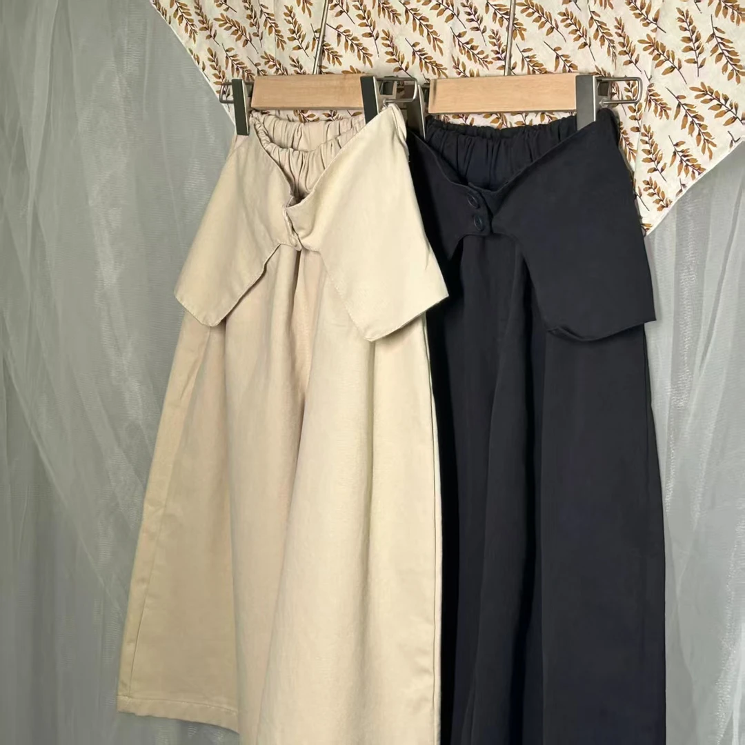 女休闲裤女童长裤A字春秋松紧腰松紧带