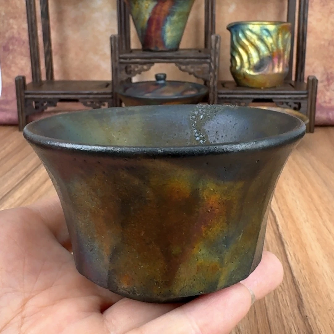 荥经黑砂炸福利窑彩微瑕马蹄杯不退不换介意勿拍41