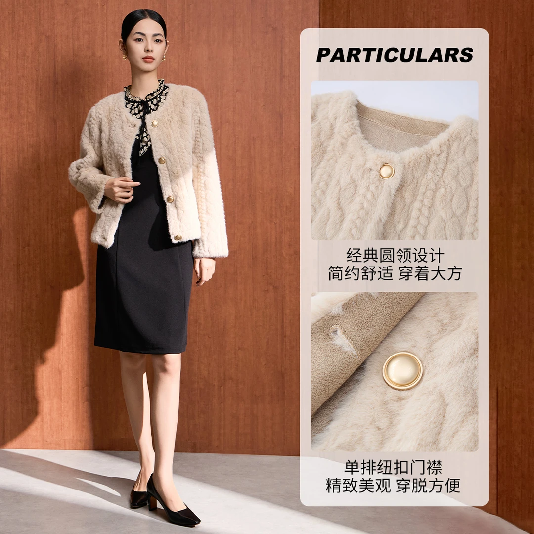 【福利专属】小香风舒适简约经典圆领大方美观外套蓝色VDA379JKH0