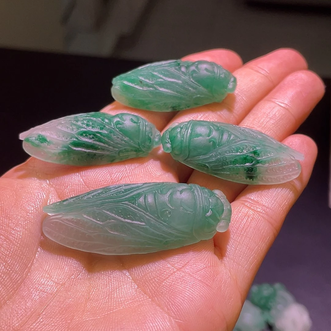 定制石英质玉（非洲翠）非洲翠玉蝉（随机多样性发货）