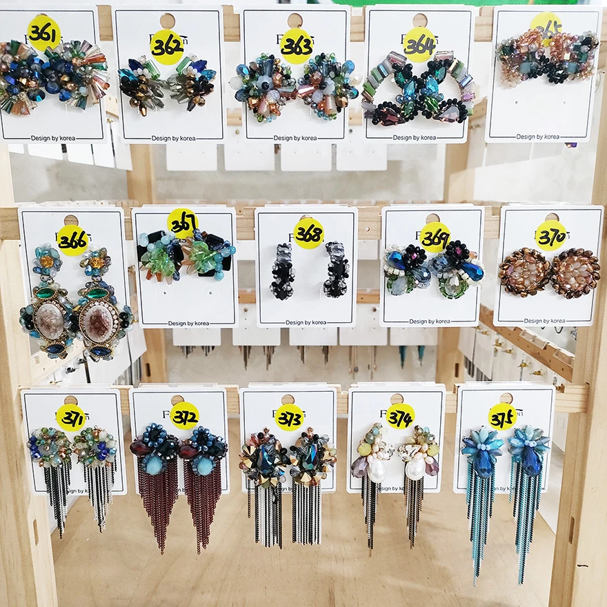 铜合金玻璃耳饰 (K361-K420)-022民族风纯手工流苏耳环合集