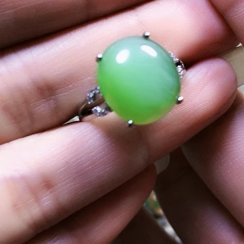 和田玉银S925镶嵌戒指