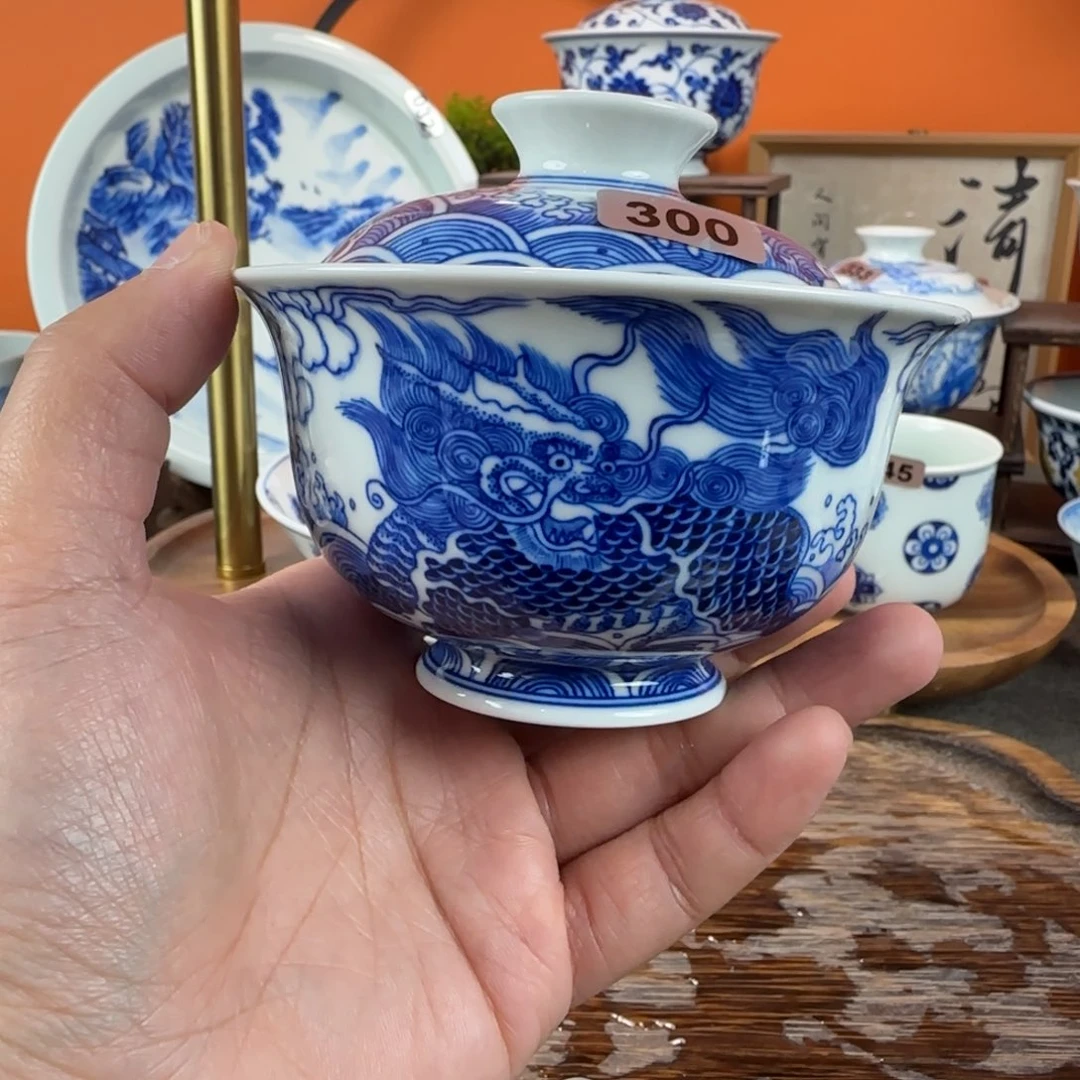 無****瓷片景德镇手绘青花茶器300