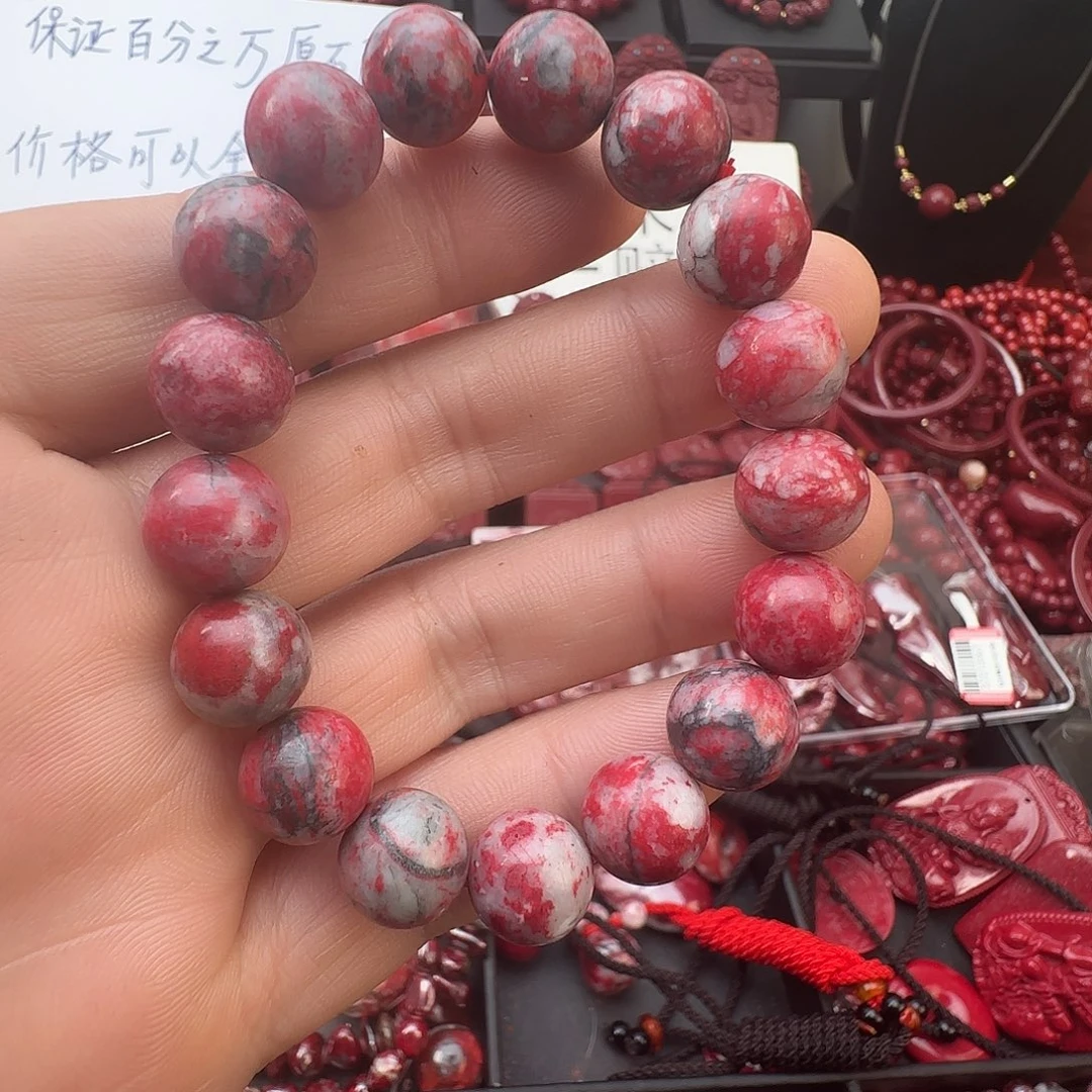 来***式天然辰砂原石朱砂手串
