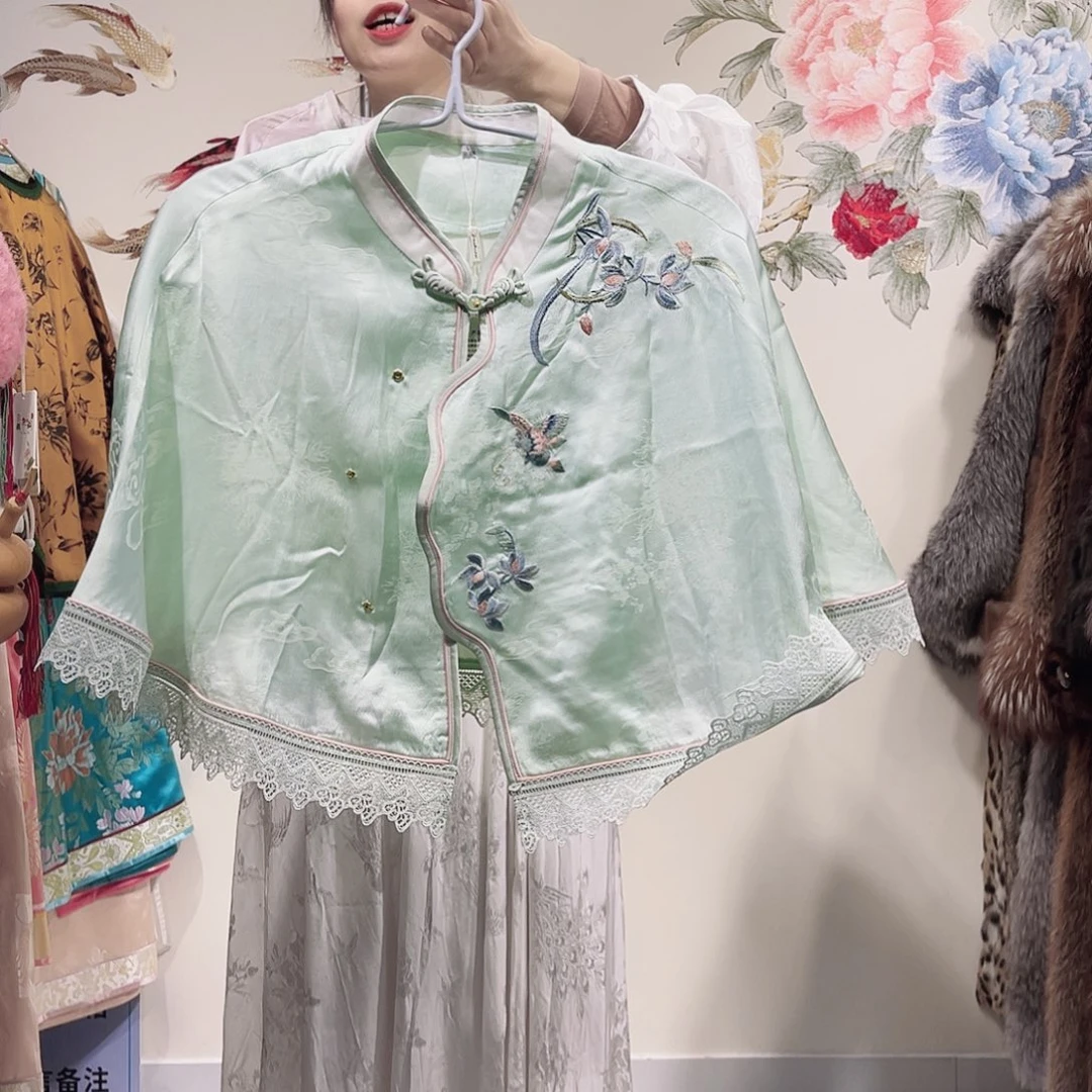 福利品春夏秋季立领小清新花罗云肩