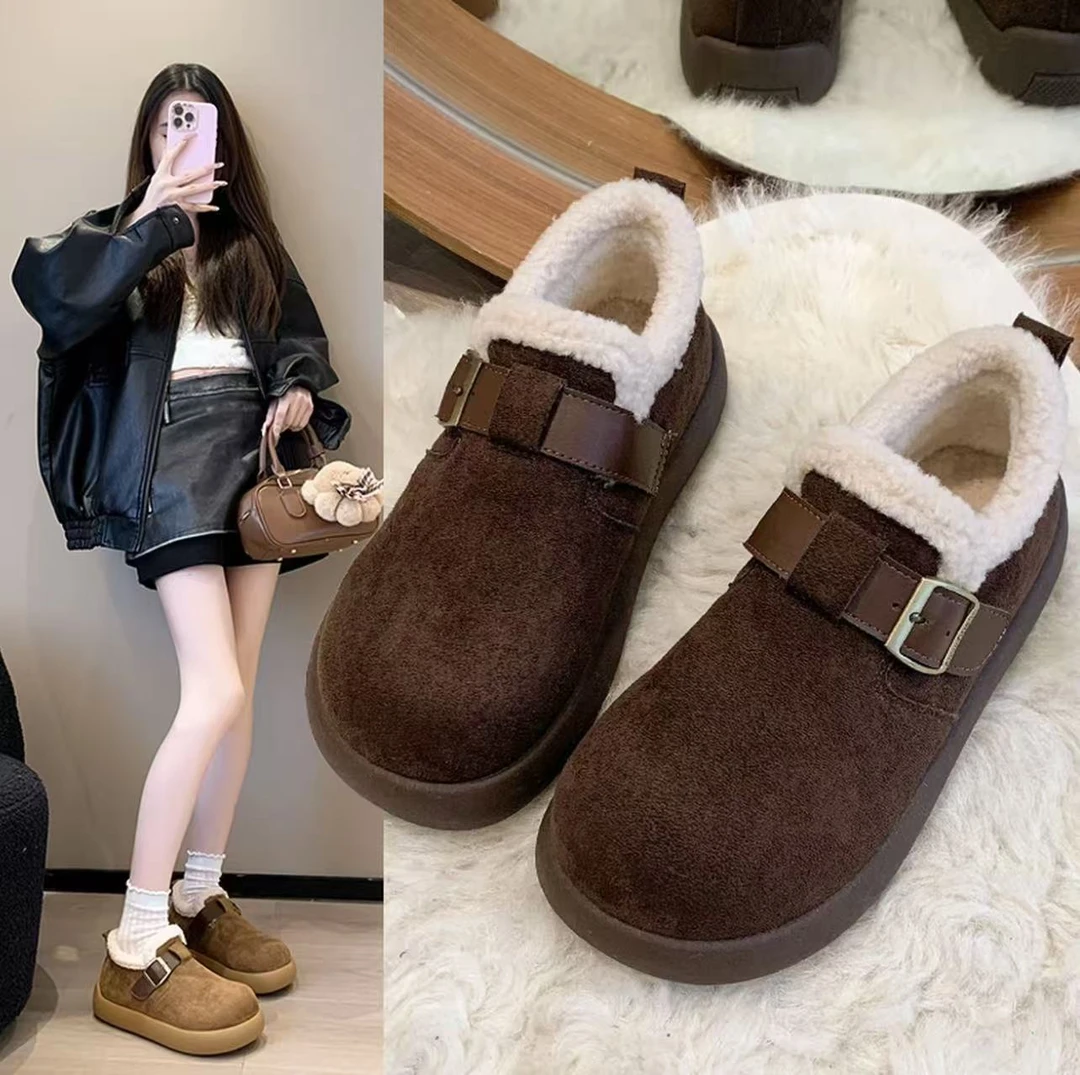 一脚蹬毛毛勃肯鞋子女冬季加绒保暖时尚百搭2025新款爆款棉鞋外穿