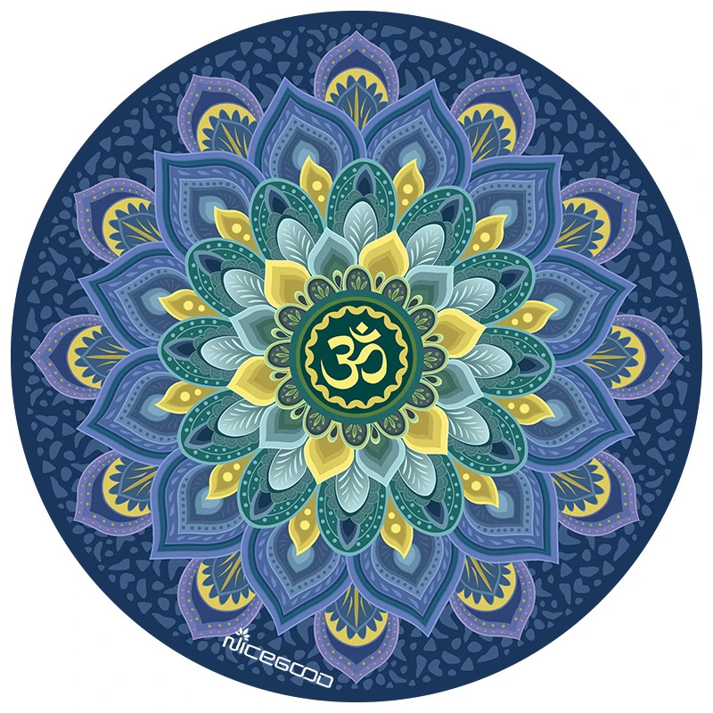 新款圆形防滑印花瑜伽垫硅藻泥麂皮绒材质家用冥想打坐地垫耐脏垫