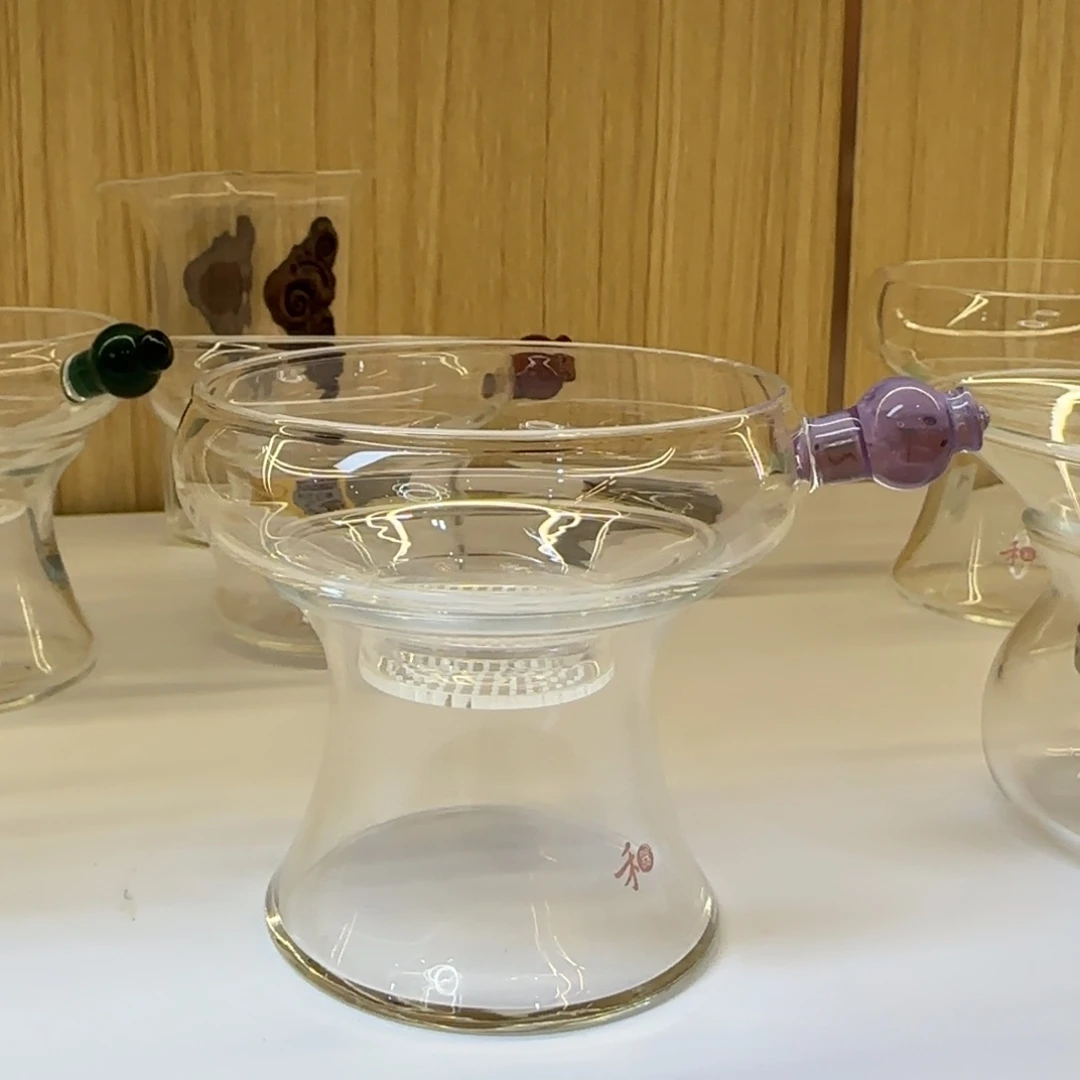 以****禾器奉珠激光茶漏浅紫色