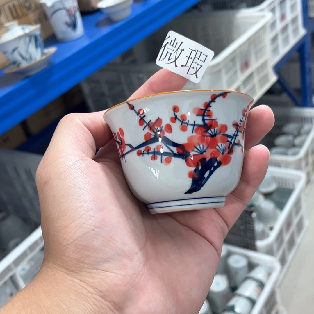 釉下手绘茶具微瑕