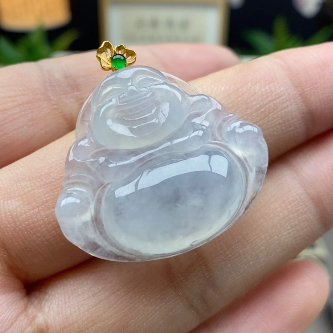 翡翠18K金镶嵌颈饰吊坠11