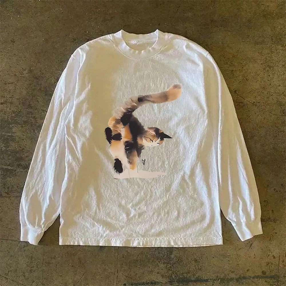 2025新款男士秋冬港风潮牌重磅纯棉长袖t恤男女同款宽松休闲上衣