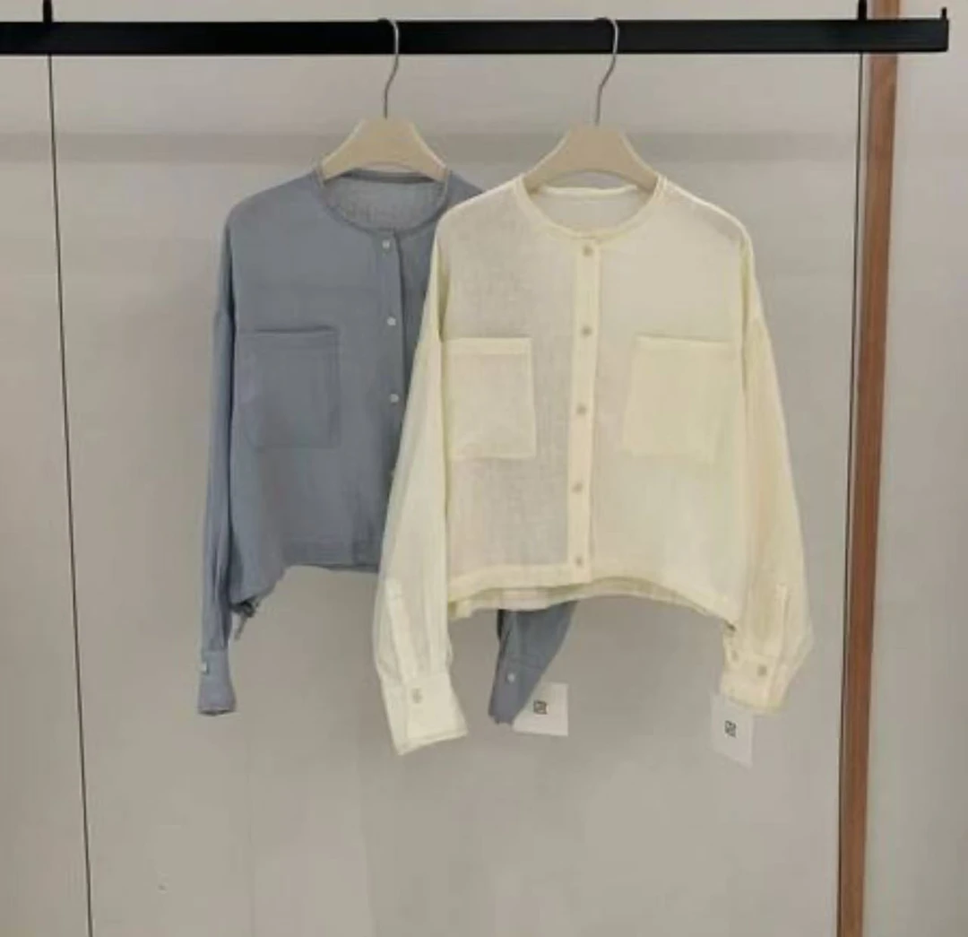 衬衫-2503063双口袋下摆抽绳长袖