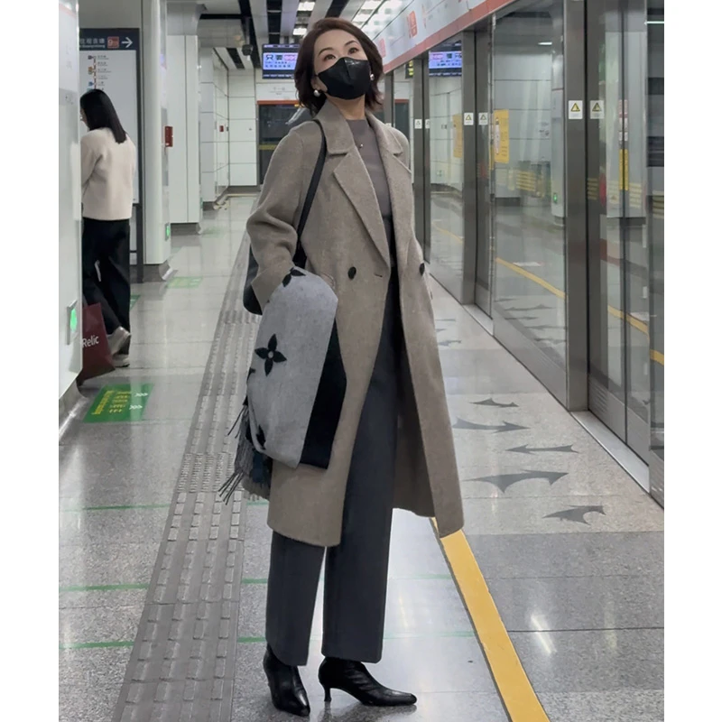 2025秋冬双面100%羊毛呢大衣气质显瘦百搭中长款女装外套ZJ2415