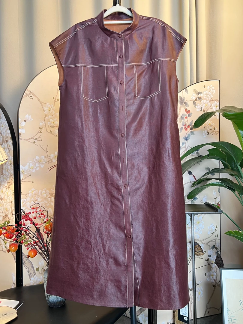 西西推荐-25593君合-新款国风红云纱女装连衣裙