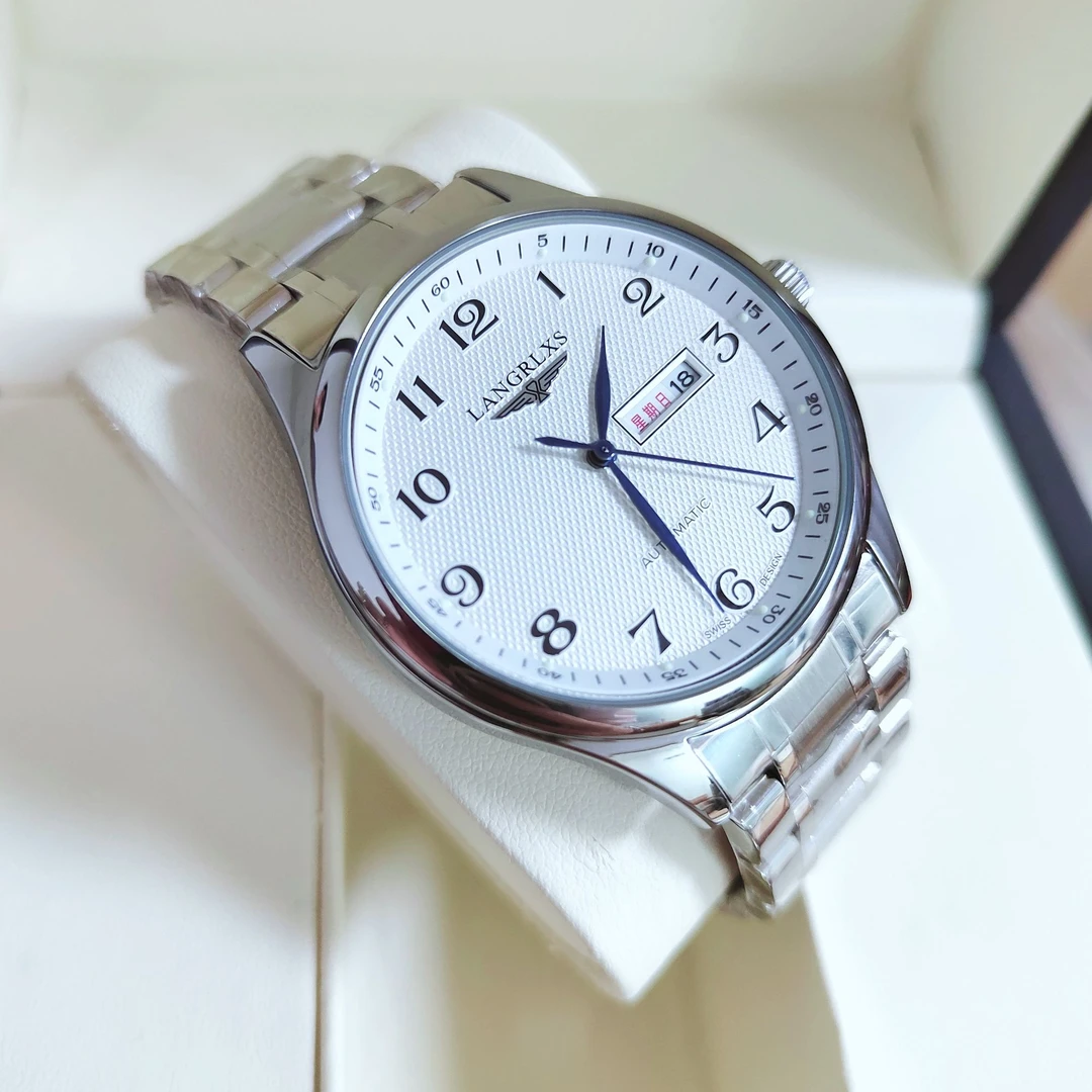 LANGRLXS/实钢/双日历/表径42mm/高档商务全自动机芯轻奢腕表