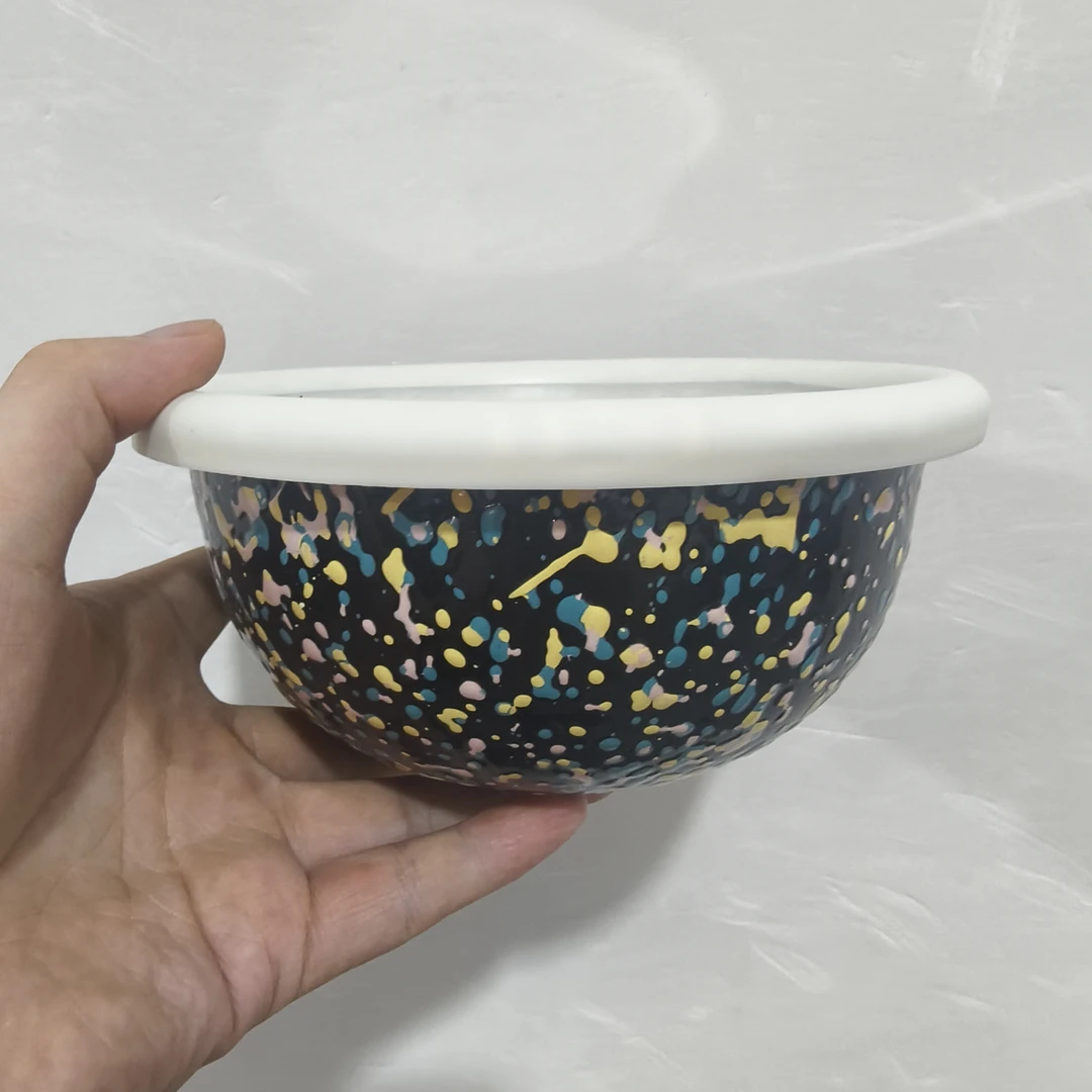 【设计师款】 18厘米 黑色星空 内外泼墨 沙拉碗 可加热 耐高温