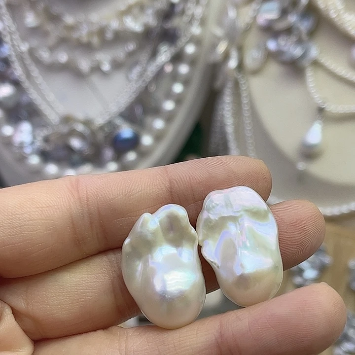 江***在耳饰银S925镶嵌淡水珍珠