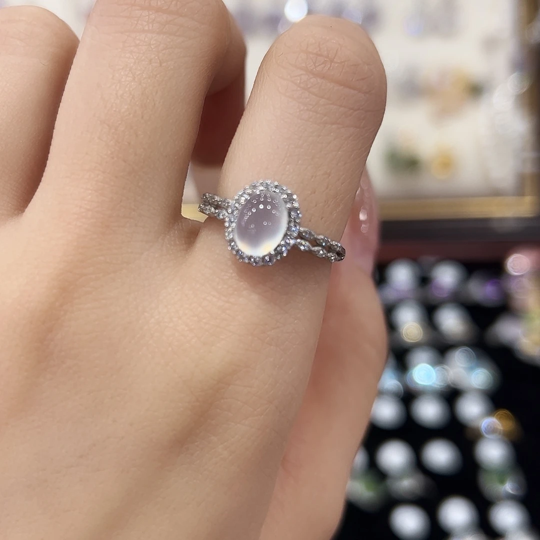 小***°蛇纹石玉银S925镶嵌戒指