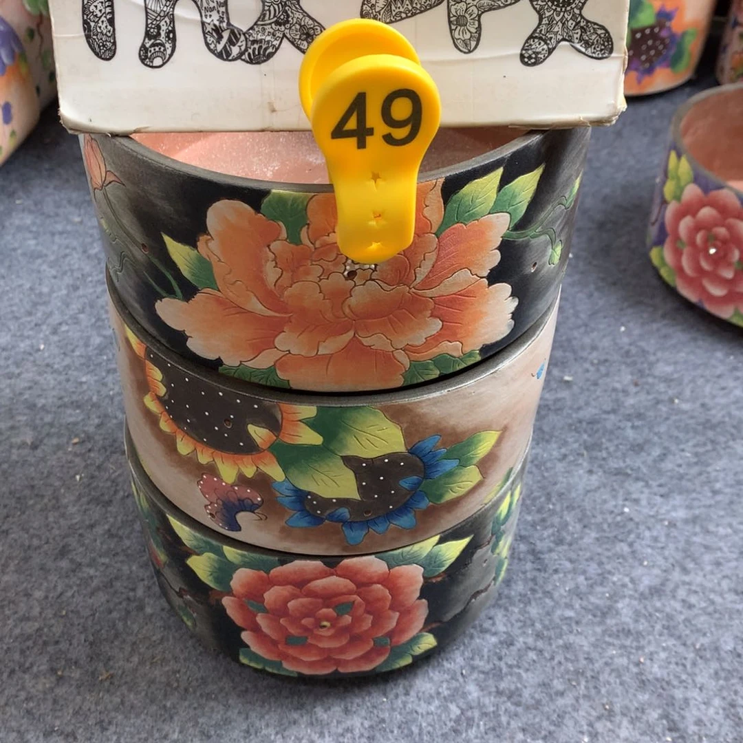 糖**谷福利微瑕红陶花盆