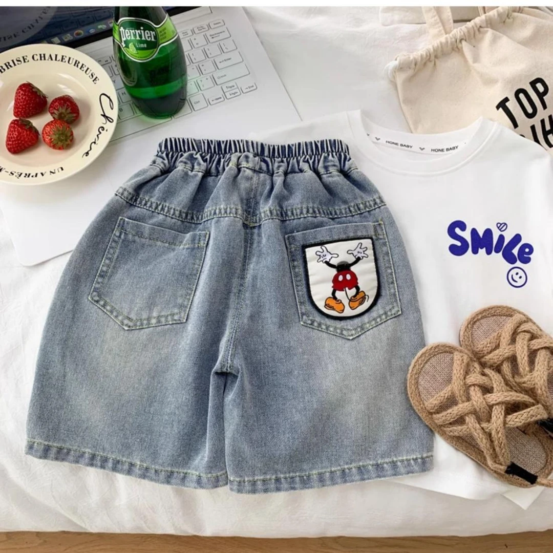 儿童牛仔短裤夏季2025新款男童帅气宽松中裤中小童夏装五分裤子潮