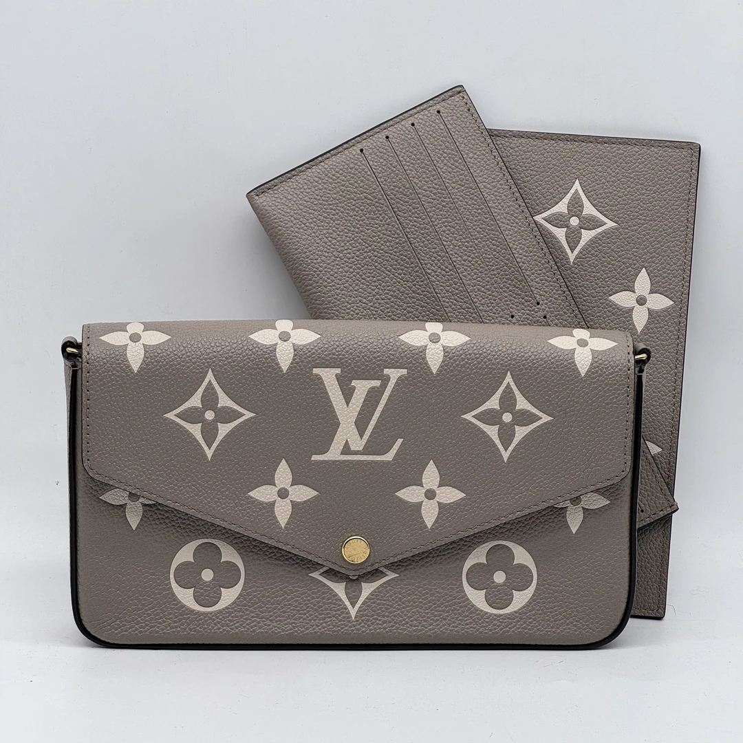 99新 LouisVuitton/路易威登 大象灰 全皮压纹 三合一 链条 单肩