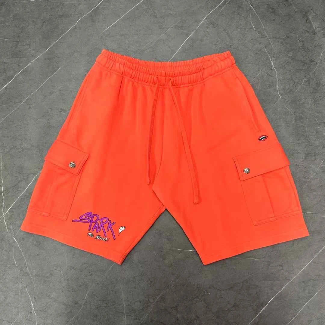 99新 Chrome Hearts/克罗心 Matty Boy l码 橘色涂鸦银扣短裤