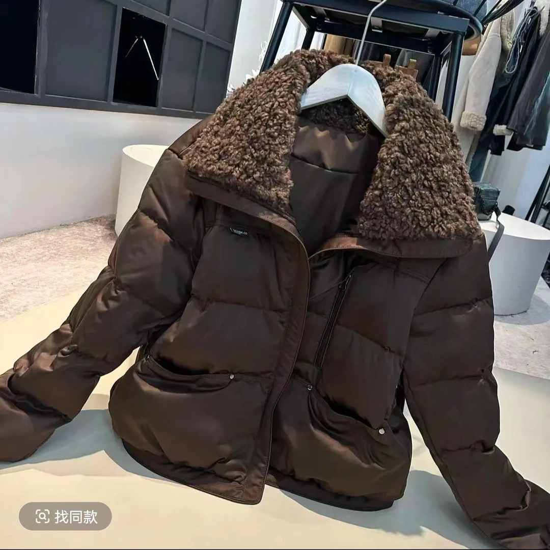 《姚家优麦汇》Y7513冬款翻毛领棉服外套百搭休闲韩系女款
