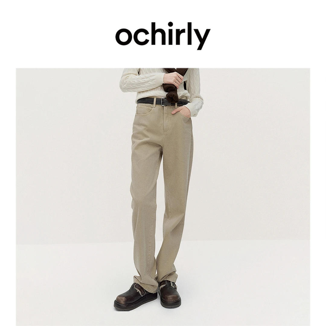 【季末折扣】欧时力 直筒牛仔长裤窄版阔腿显瘦松弛高级秋季新品