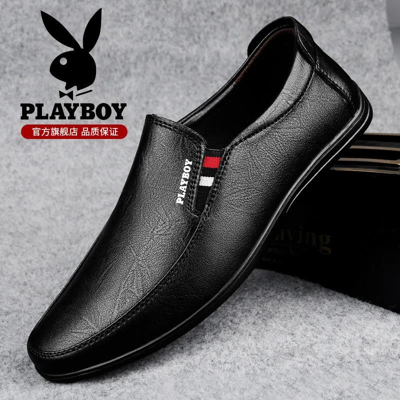花花公子男鞋2025爆款冬季商务软底结婚一脚蹬百搭男款鞋子皮鞋男