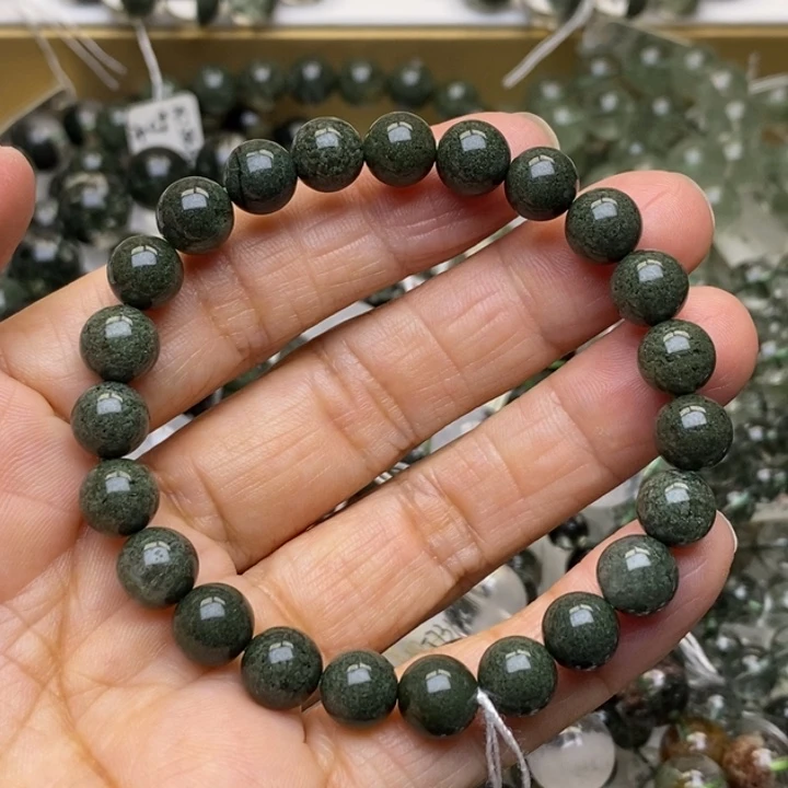 水晶未镶嵌手链天然绿幽灵聚宝盆8+