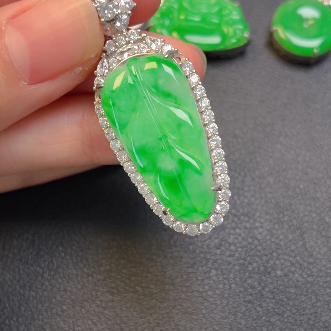 翡翠银S925镶嵌吊坠(不含链)