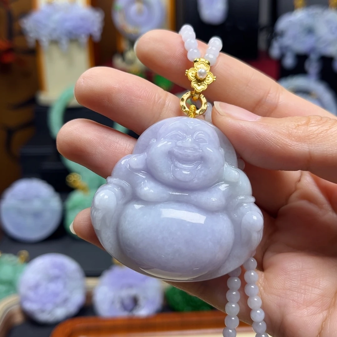 翡翠未镶嵌颈饰紫佛