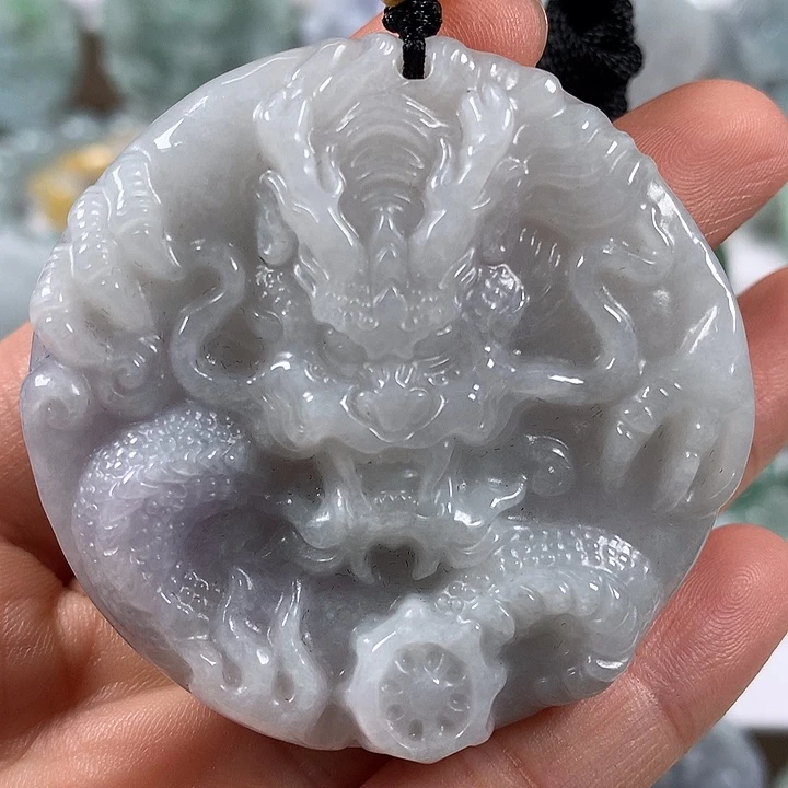 翡翠未镶嵌颈饰霸气侧漏九龙牌两面工艺福利