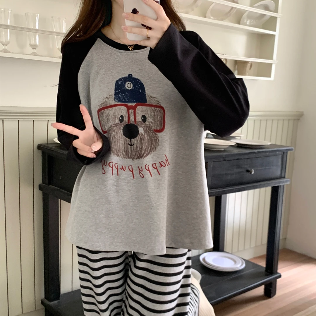 睡衣女款爆款2025新款可外穿春秋可爱宽松长袖家居服高颜值两件套