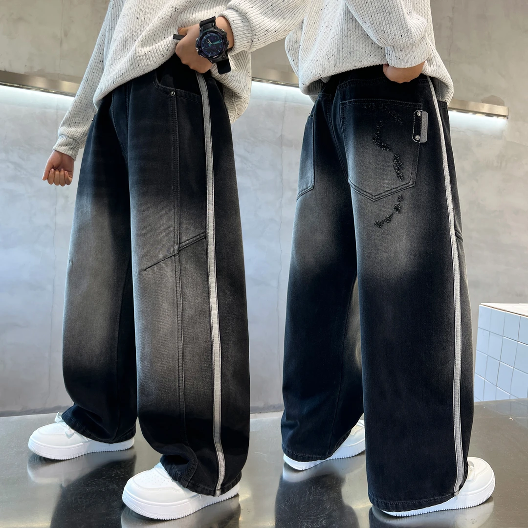 男童春秋款痞帅软牛仔裤2025新款中大童宽松休闲长裤男孩直筒裤潮