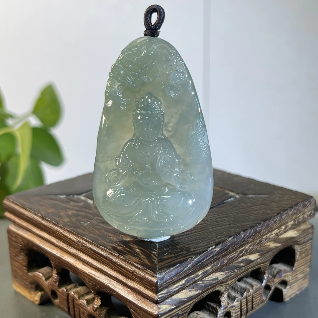 JYW02-108 天然缅甸A货翡翠 御龙观音