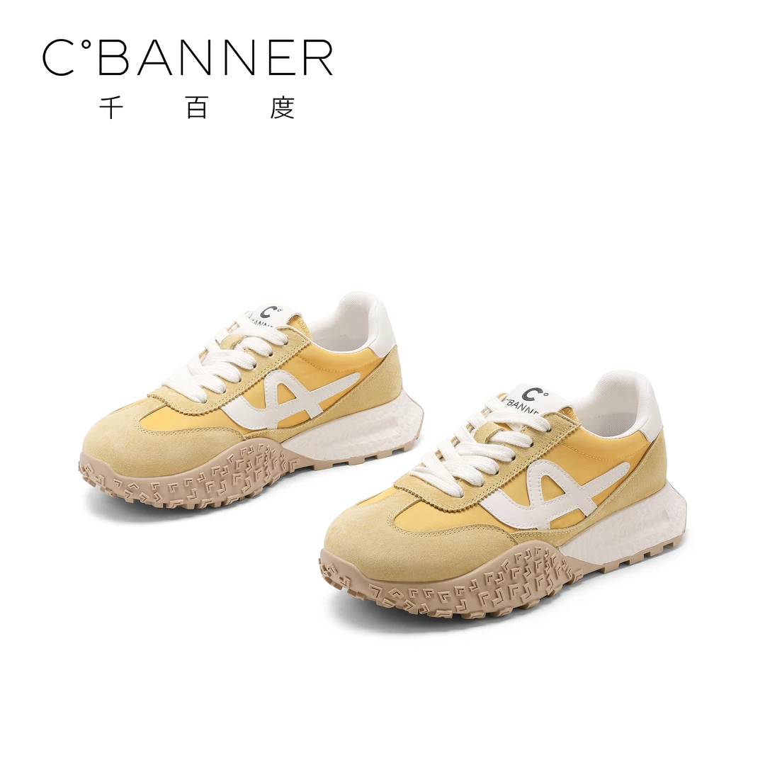 C.BANNER/千百度阿甘鞋新款复古小众百搭拼色休闲德训鞋女款鞋子