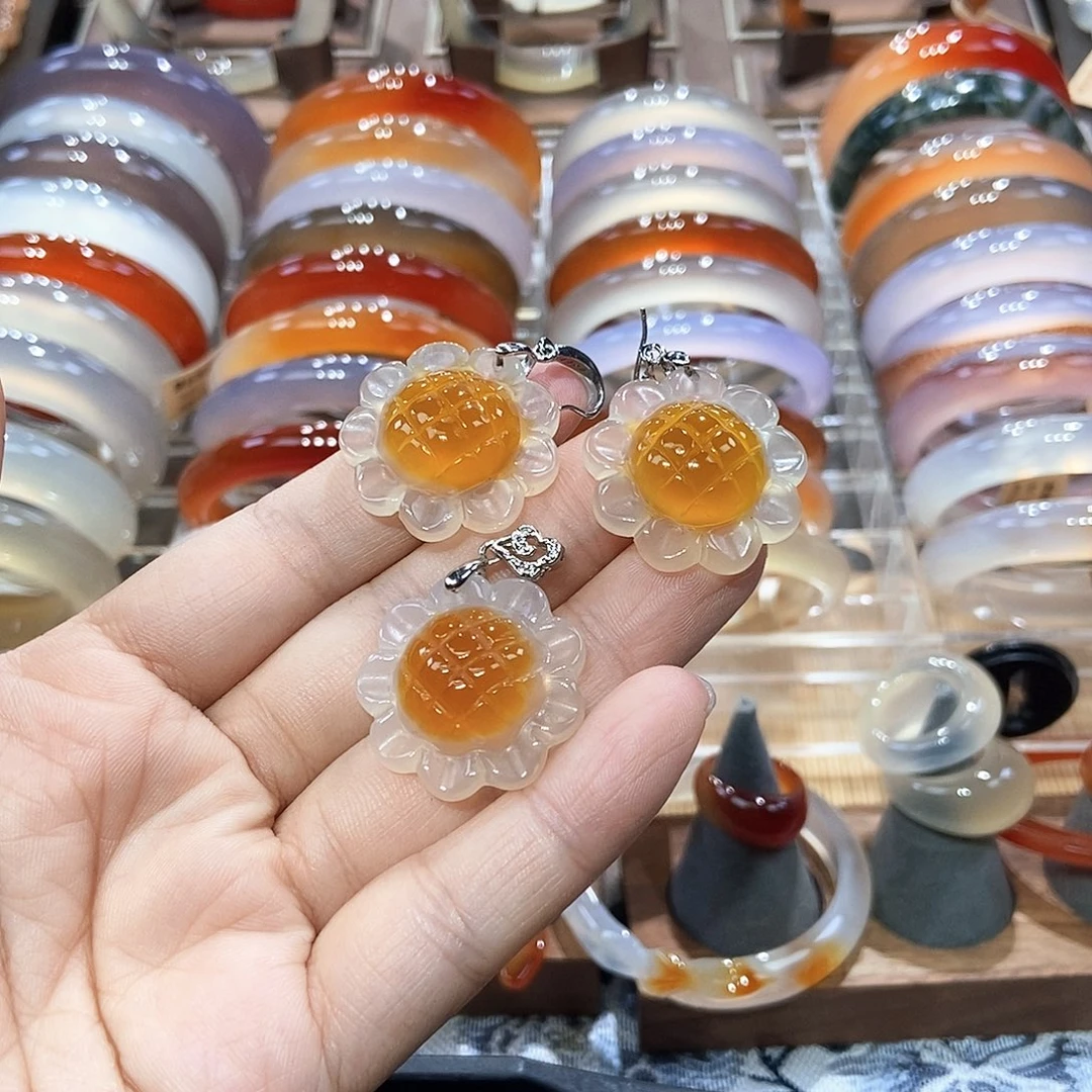 森***宝玛瑙/玉髓颈饰银S925镶嵌