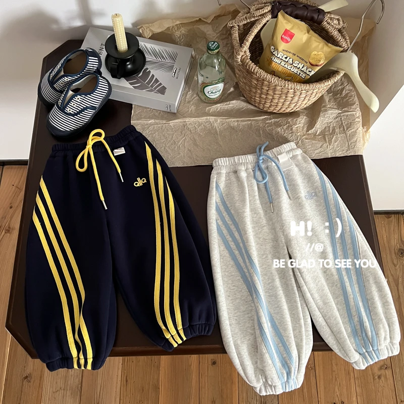 现货【加绒】郝叔童品秋冬新款男童2025时尚网红加绒长裤潮HZ53128