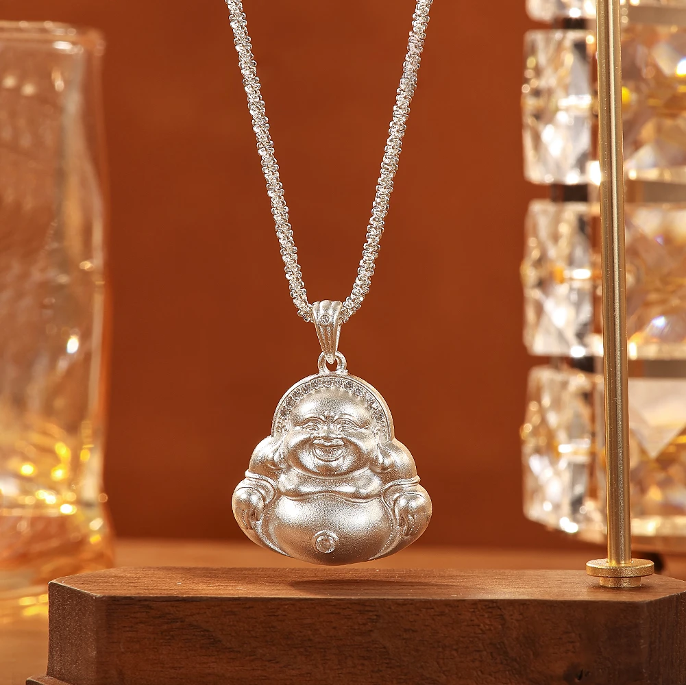 坠链均足银 829佛公足银999项链时尚雕刻镶嵌素款