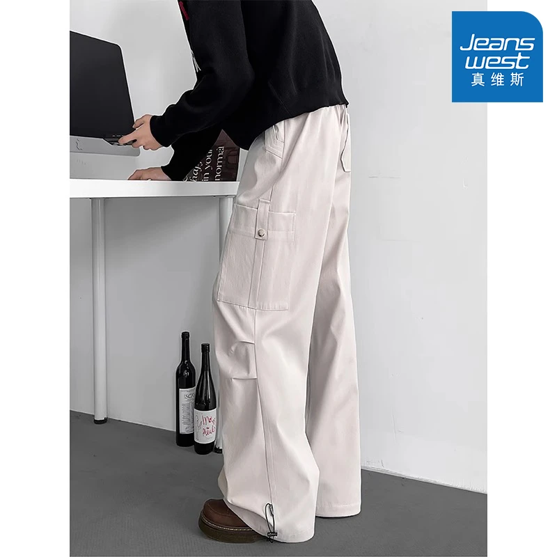 Jeanswest/真维斯潮牌男生工装裤春秋季宽松垂感百搭阔腿休闲裤子