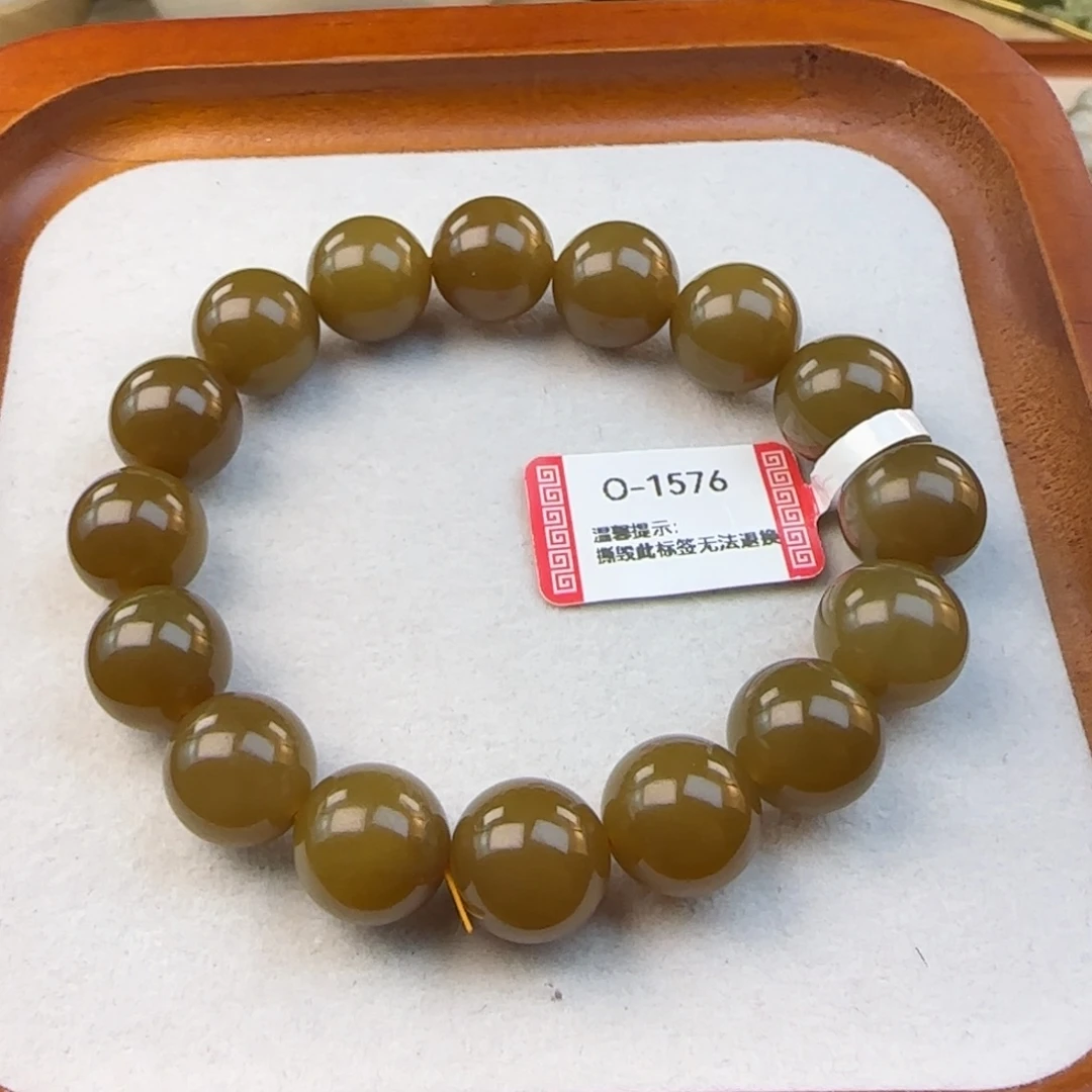 和田玉（糖玉）未镶嵌手链卡12红糖手串