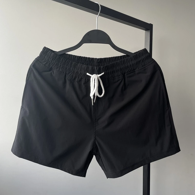 速干弹力运动短裤男士三分裤纯色简约沙滩裤跑步训练健身3分裤男