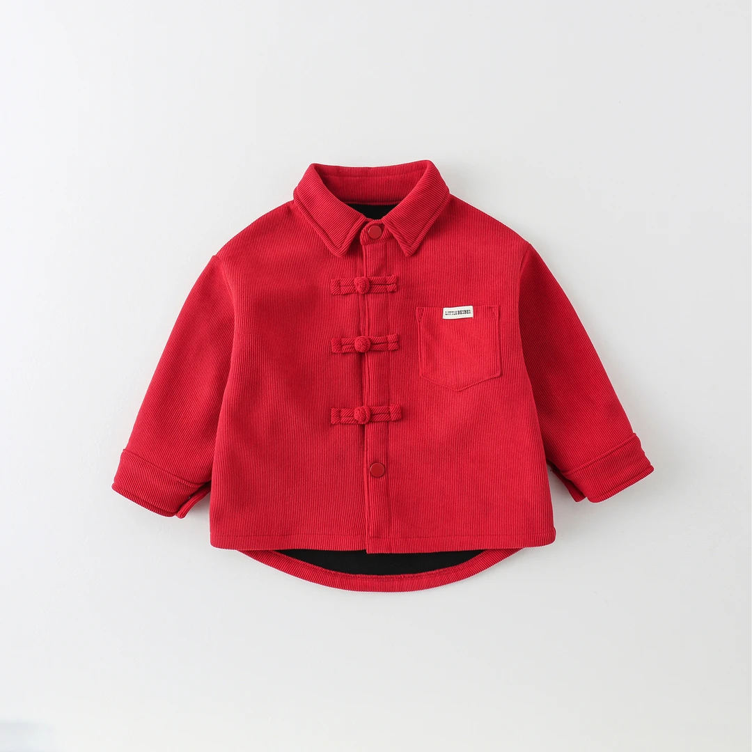 儿童新中式汉服2024冬季新款男童时髦过年喜庆唐装中小童外套