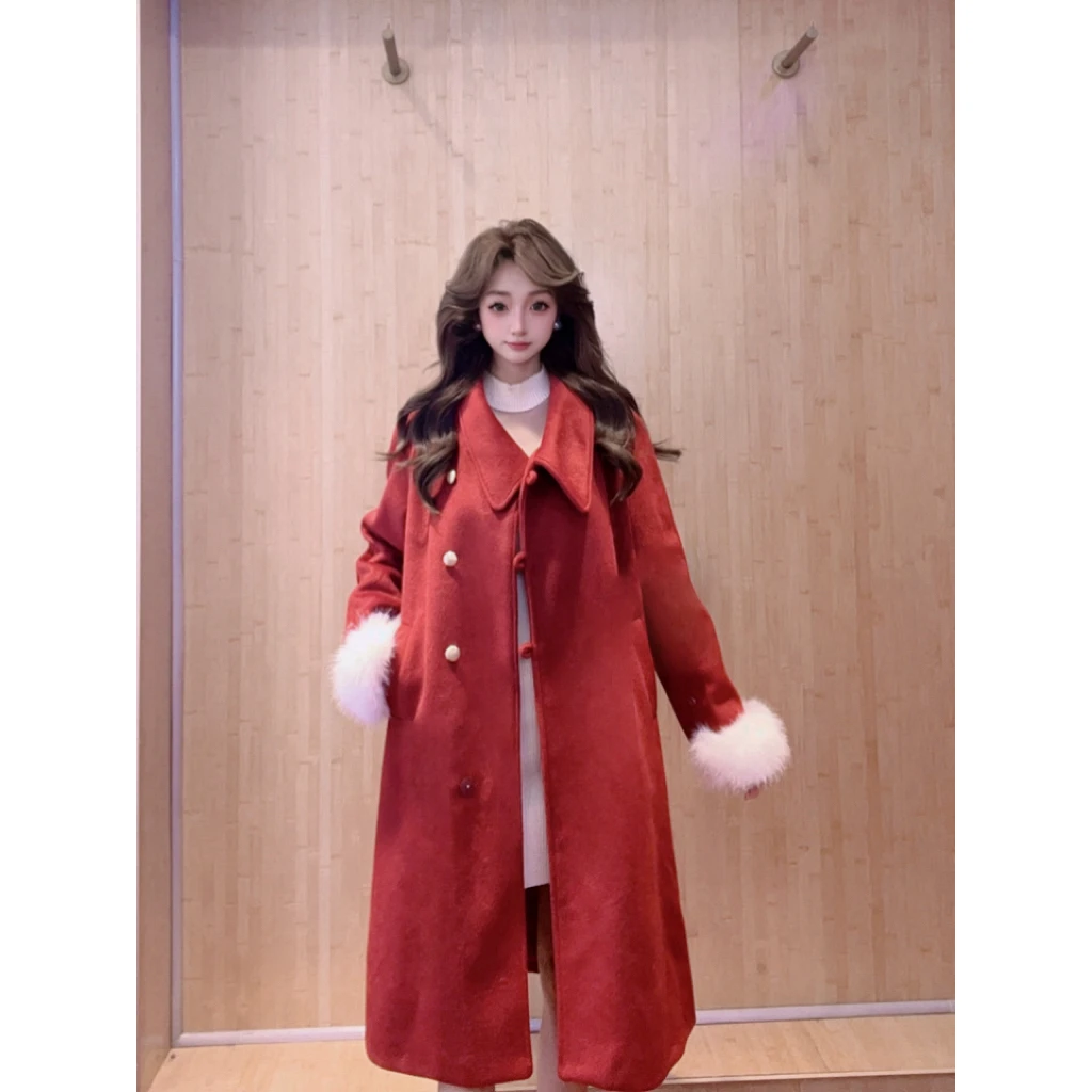 IEF/爱依服2025冬季新款别致韩系设计时尚双面呢长外套