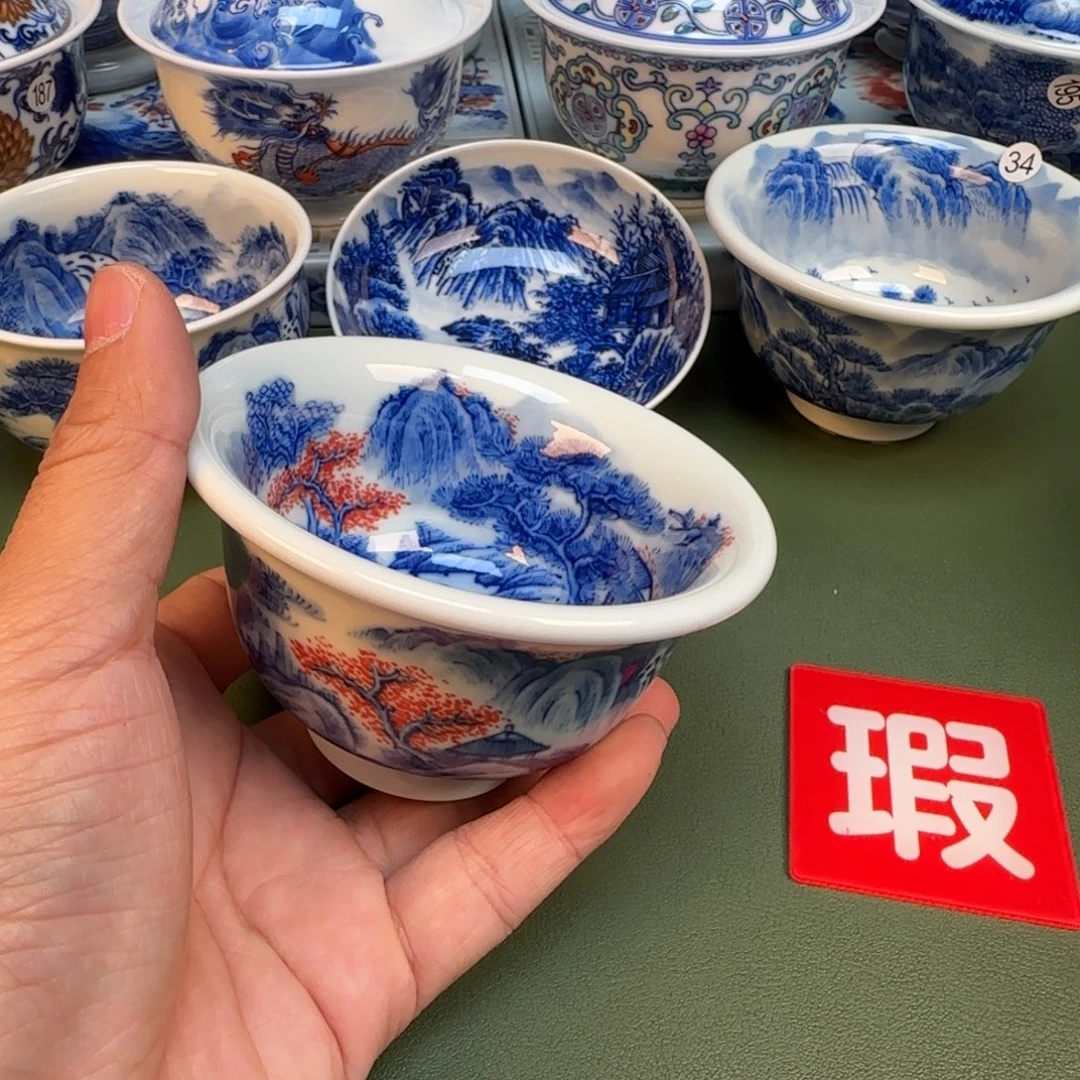 纯手工纯手绘茶具石头开片缩釉58