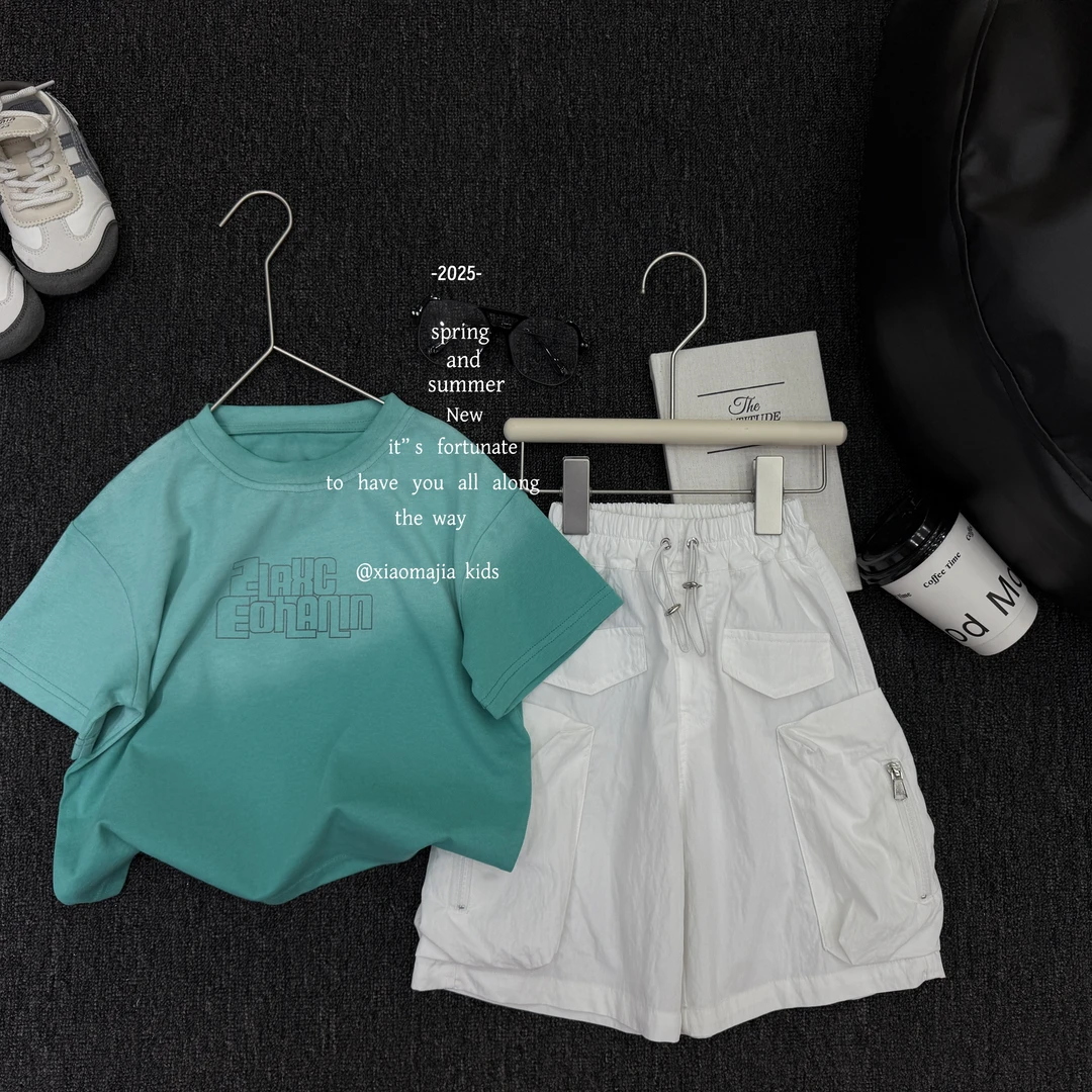 现货-儿童夏季新款渐变T恤D-5598欧若风穿搭休闲宽松男童女童上衣