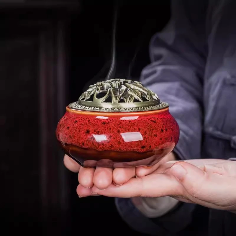 盘香炉家用蚊香盘托摆件室内熏香沉香安神檀香艾草创意陶瓷薰香炉