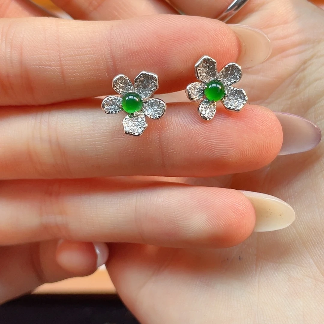 翡翠银S925镶嵌吊坠(不含链)