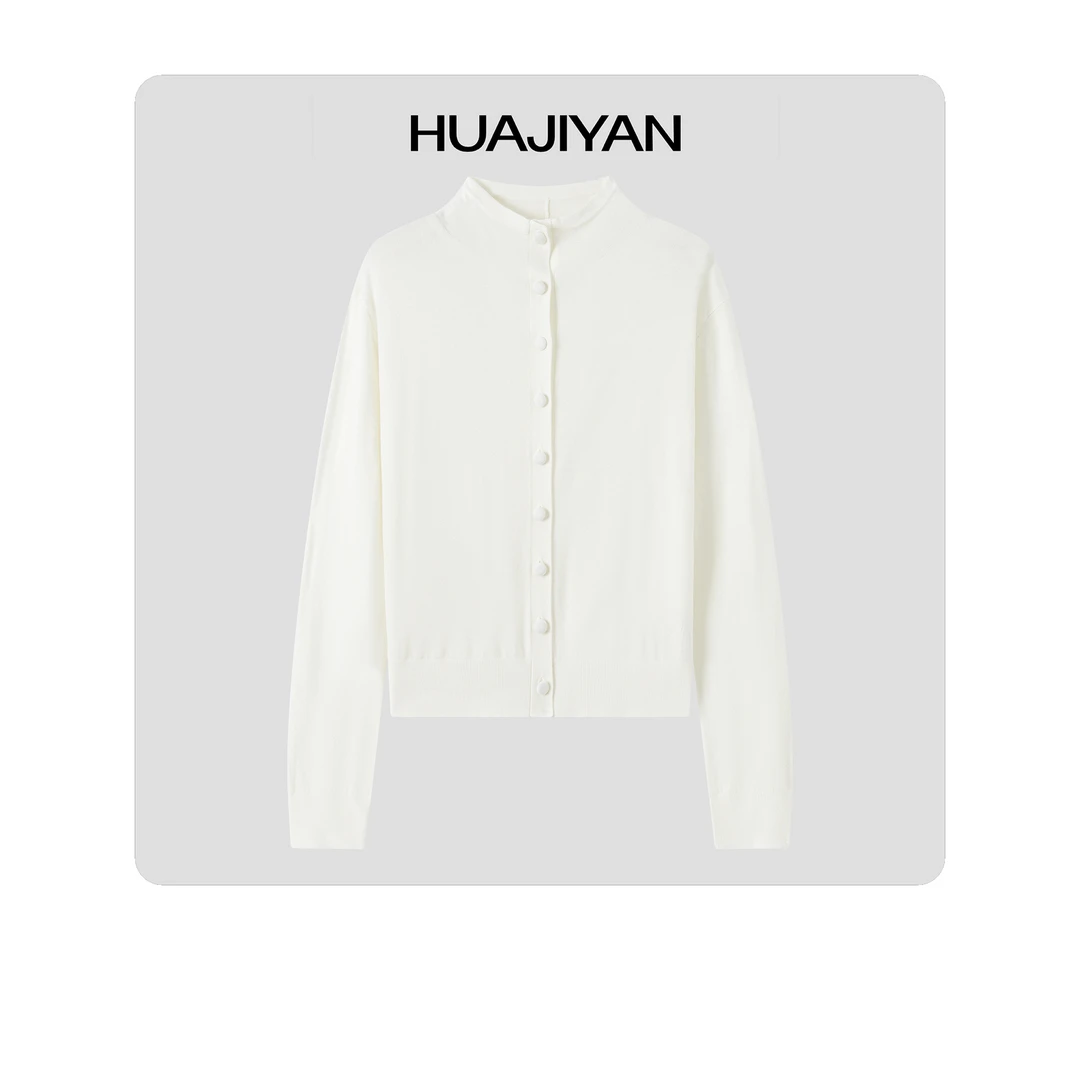 华吉言/HUAJIYAN【软软】桑蚕丝天丝羊毛混纺挺廓百搭毛衣